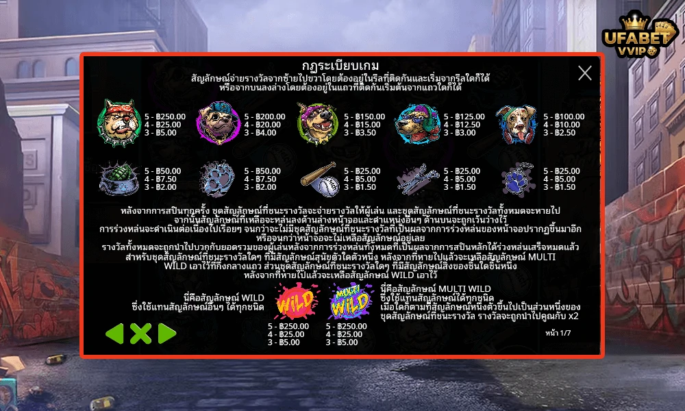 สัญลักษณ์และอัตราจ่ายรางวัลในเกม--The-Big-Dawgs-Pragmatic-Play