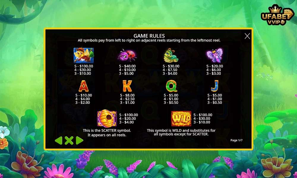 สัญลักษณ์และอัตราจ่ายรางวัลในเกม-3-Buzzing-Wilds-Pragmatic-Play