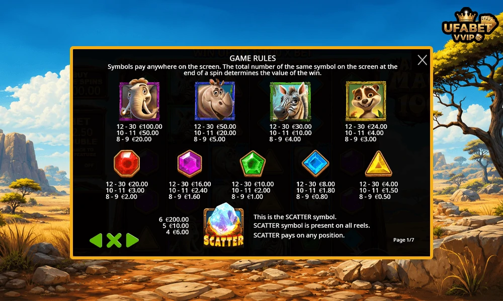 สัญลักษณ์และอัตราจ่ายรางวัลในเกม-Animal-Magic-1000-Pragmatic-Play