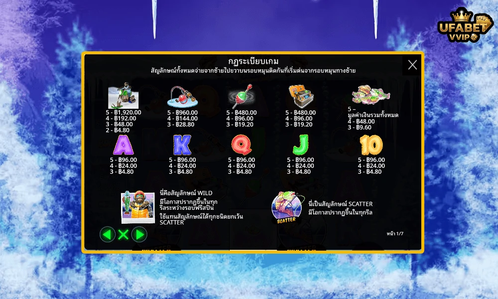 สัญลักษณ์และอัตราจ่ายรางวัลในเกม-Bigger-Bass-Blizzard-–-Christmas-Catch-Pragmatic-Play