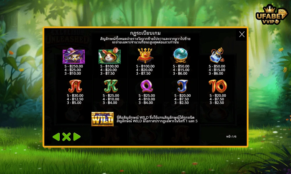 สัญลักษณ์และอัตราจ่ายรางวัลในเกม-Excalibur-Unleashed-Pragmatic-Play