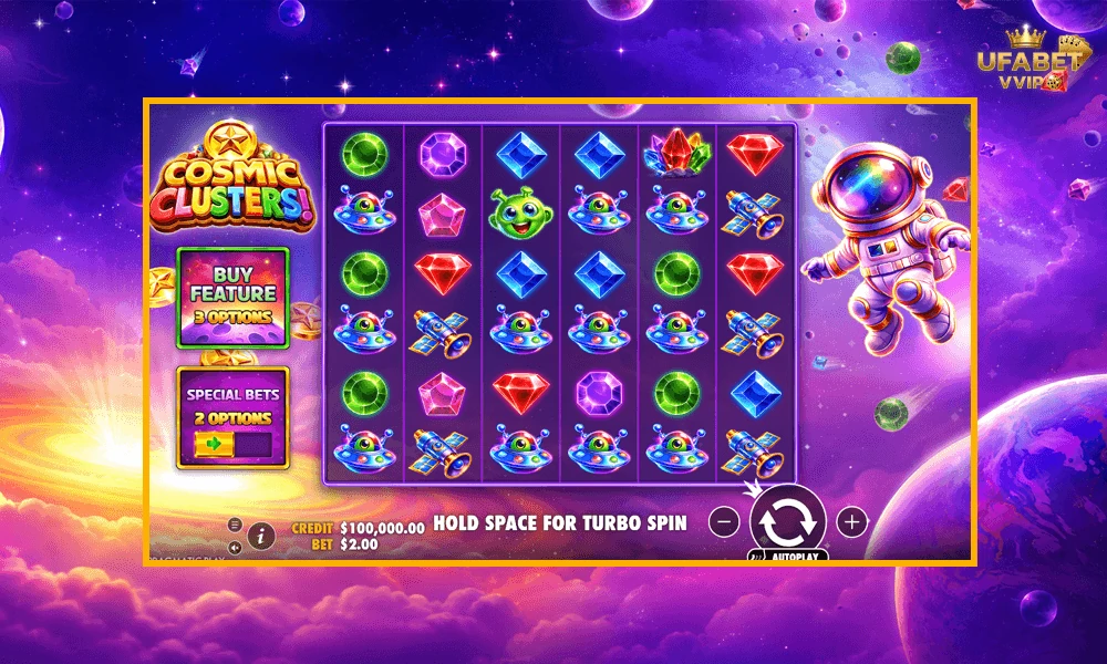 ภาพตัวอย่างในเกม-Cosmic-Clusters-Pragmatic-Play