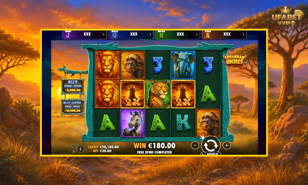 ภาพตัวอย่างในเกม-Savannah-Riches-Pragmatic-Play