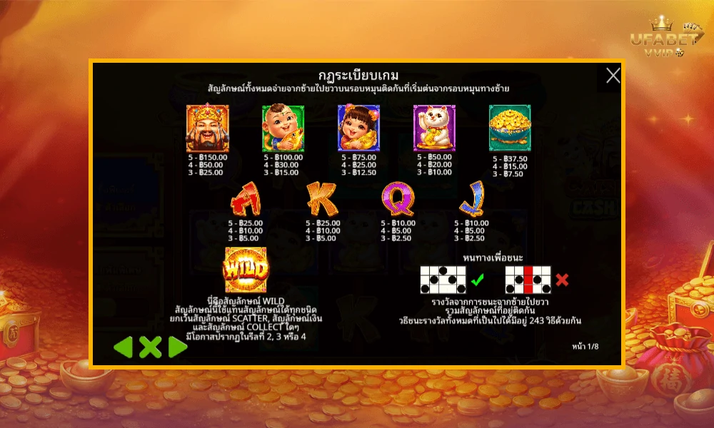 สัญลักษณ์และอัตราจ่ายรางวัลในเกม-Caishen’s-Cash-Pots-Pragmatic-Play