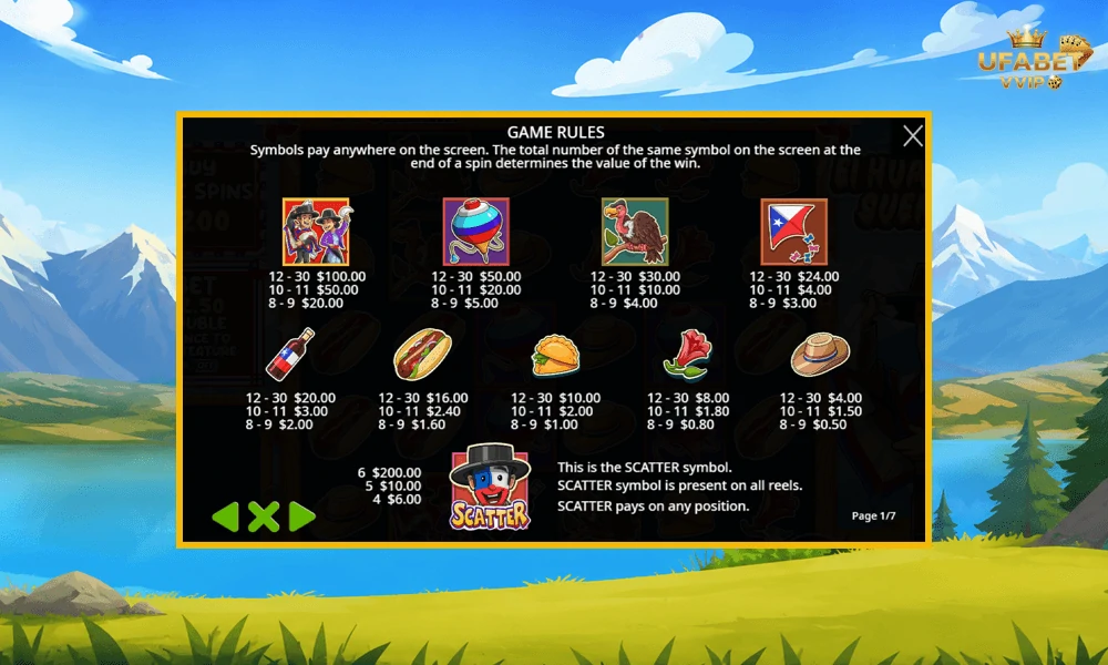 สัญลักษณ์และอัตราจ่ายรางวัลในเกม--El-Huaso-Suertudo-Pragmatic-Play