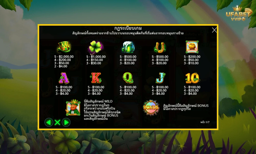สัญลักษณ์และอัตราจ่ายรางวัลในเกม--Emerald-King-–-Wheel-of-Wealth-Pragmatic-Play
