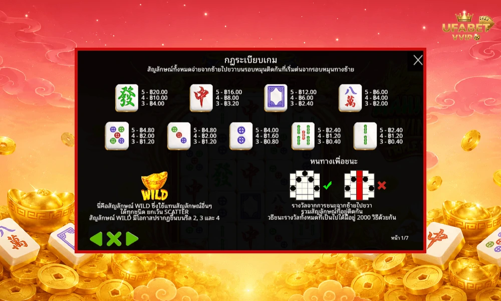 สัญลักษณ์และอัตราจ่ายรางวัลในเกม-Mahjong-Wins-Triple-Pot-Pragmatic-Play