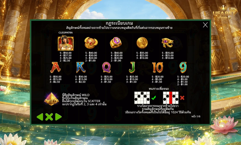 สัญลักษณ์และอัตราจ่ายรางวัลในเกม-Luxor-of-Cleopatra-Pragmatic-Play