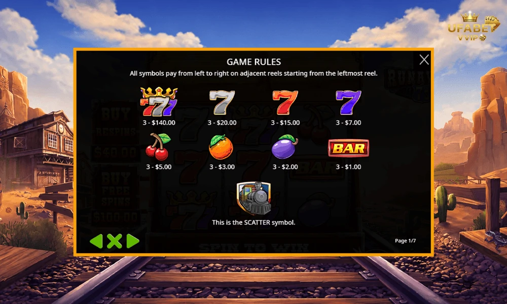 สัญลักษณ์และอัตราจ่ายรางวัลในเกม-Runaway-7s-Pragmatic-PlayPlay