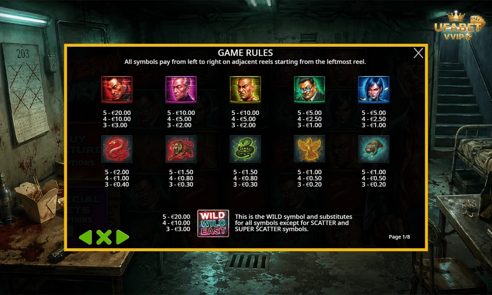สัญลักษณ์และอัตราจ่ายรางวัลในเกม--Eastern-Fury-Pragmatic-Play