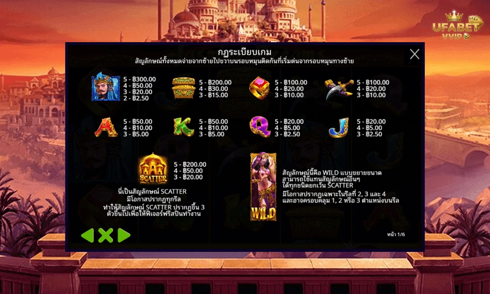 สัญลักษณ์และอัตราจ่ายรางวัลในเกม--Jasmine-Dreams-Pragmatic-Play