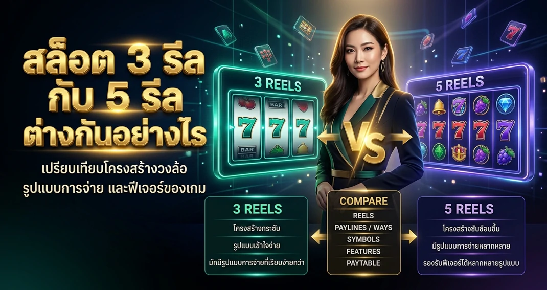 เปรียบเทียบสล็อต 3 รีลกับ 5 รีลและความแตกต่างของรูปแบบเกม