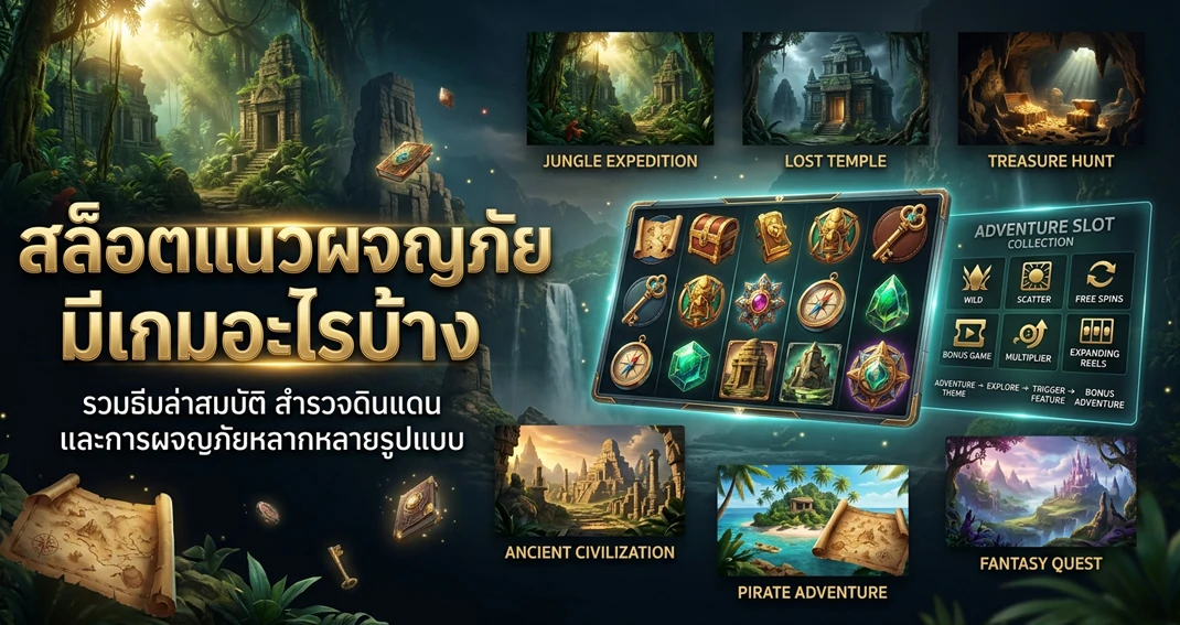 สล็อตแนวผจญภัยรวมรูปแบบและธีมเกมสล็อตสายผจญภัย