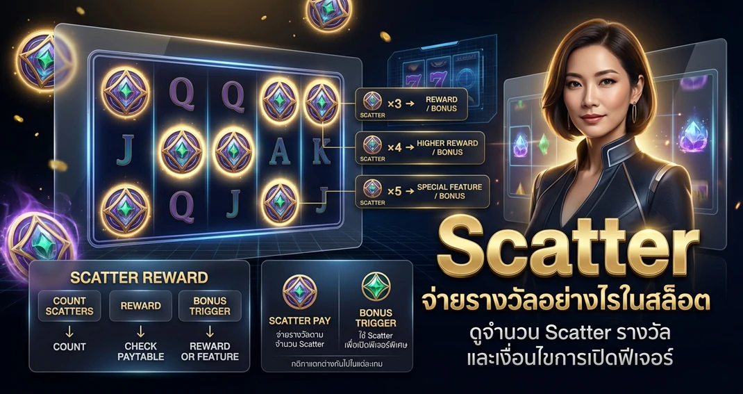 Scatter ในสล็อตจ่ายรางวัลอย่างไรและทำงานแบบไหน