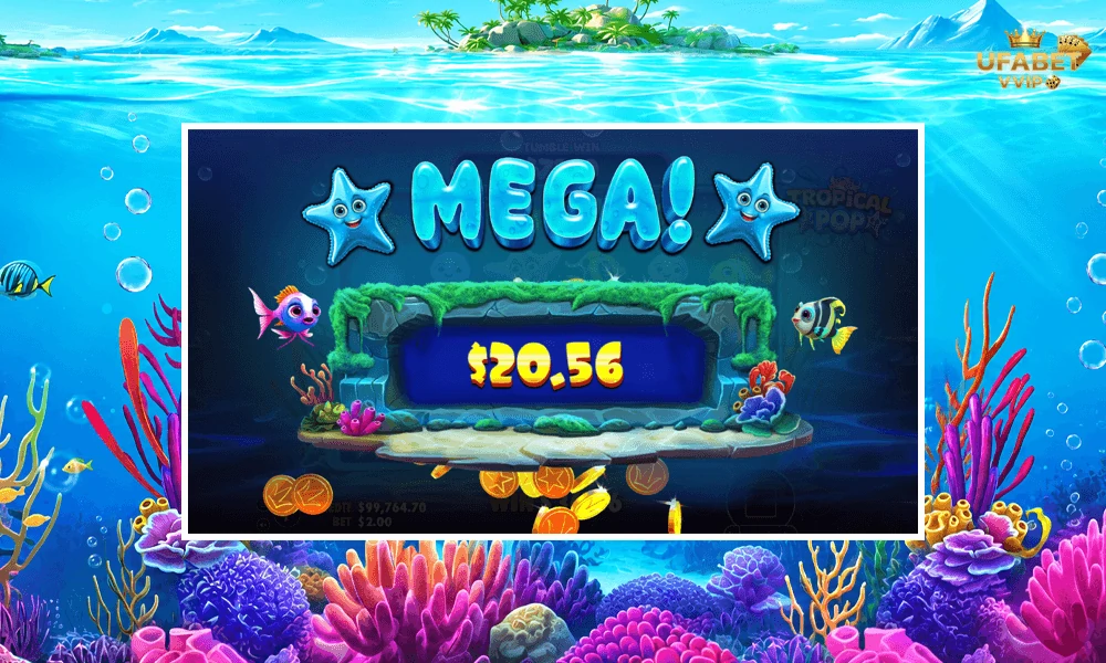 ภาพตัวอย่าง-MEGA-ในเกม-Tropical-Pop-Jackpot-Play