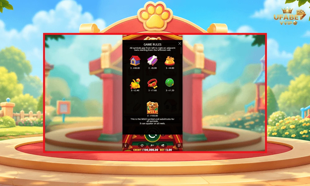 สัญลักษณ์และอัตราจ่ายรางวัลในเกม-Cachorro-Sortudo-Pragmatic-Play