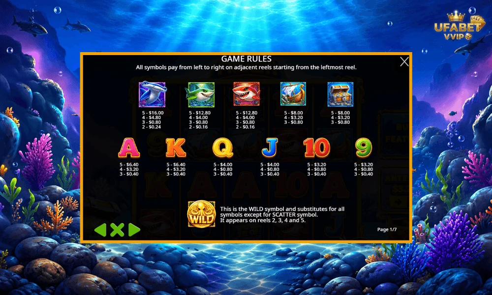 สัญลักษณ์และอัตราจ่ายรางวัลในเกม-Deep-Sea-Frenzy-Pragmatic-Play