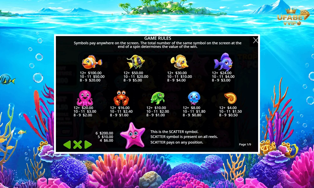 สัญลักษณ์และอัตราจ่ายรางวัลในเกม-Tropical-Pop-Jackpot-Playสัญลักษณ์และอัตราจ่ายรางวัลในเกม-Tropical-Pop-Jackpot-Play
